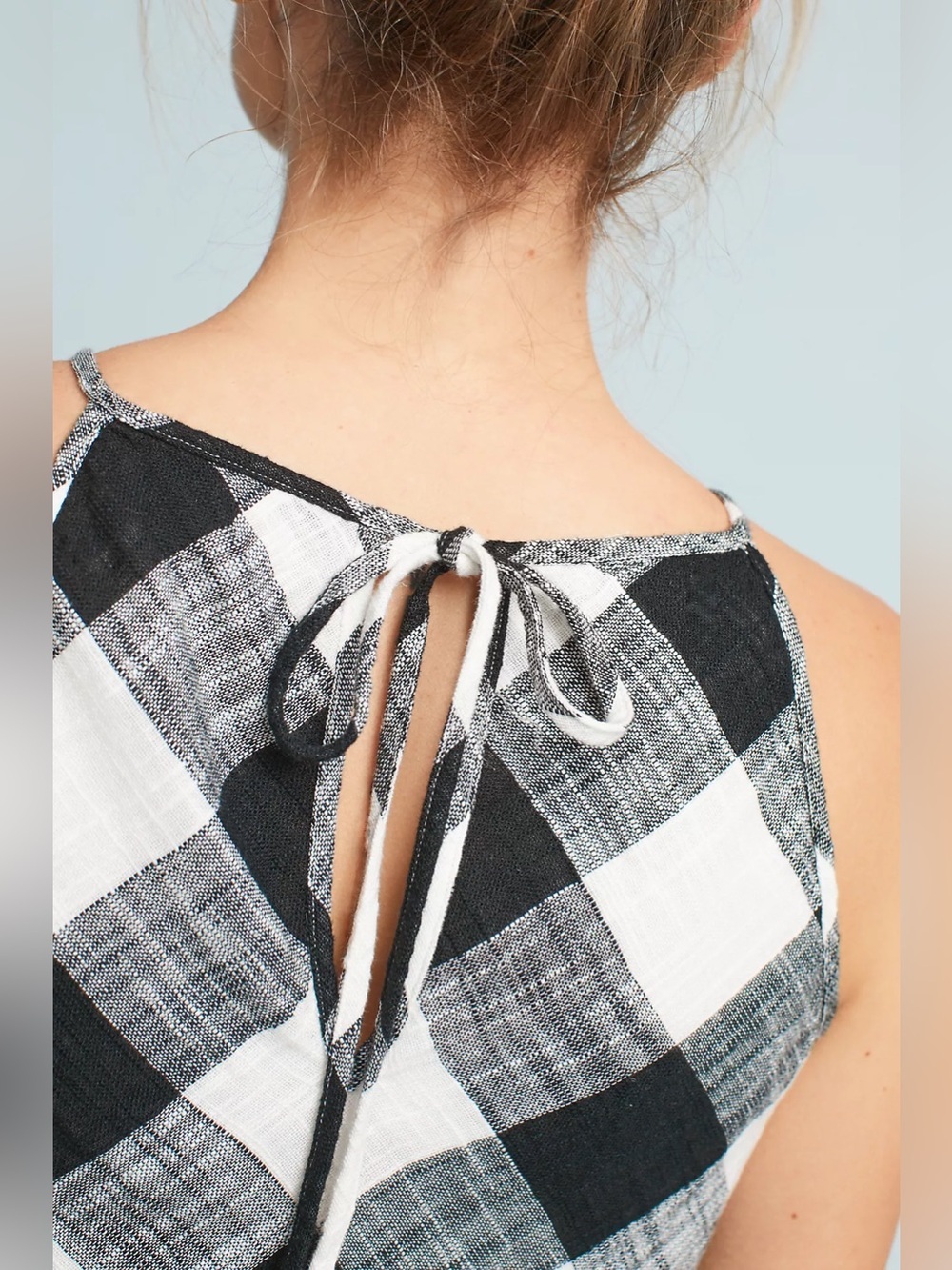 Cloth & Stone Buffalo Plaid Fringe Hem Swing Dress Lined Black White Size Small - Picture 4 of 15